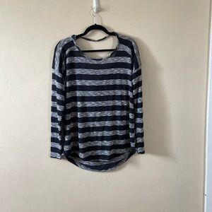 Black & White Striped Tart Sweater Medium Open Back Cut Out Fall Long Sleeve